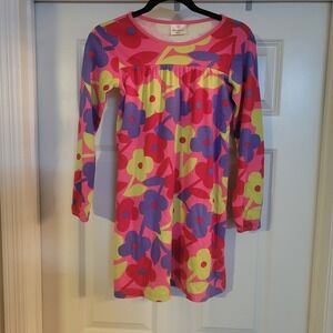 Hanna Andersson Kids Girls Green White Floral Long‎ Sleeve Retro Dress 140/10-12